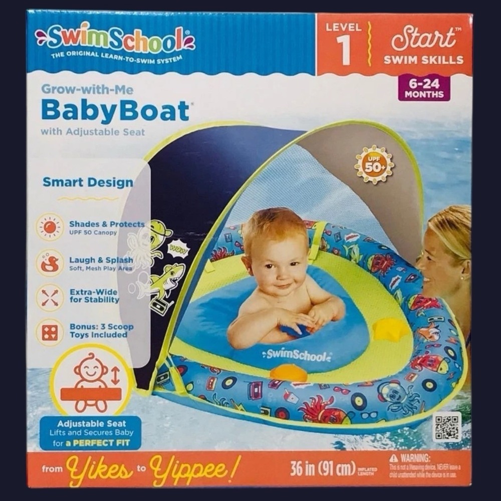 New SwimSchool Grow-with-Me BabyBoat with Adjustable Seat Level 1 (6-24 Months)